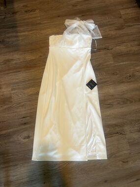 Lulu's White Midi Dress with Sheer Bow Detail